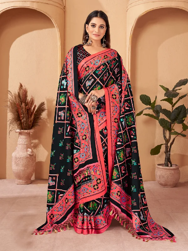 Women's Multicolor Digital Printed Pasmina Saree With Shawl - Jyoti Fashion Classic Wool Shawl Wrap