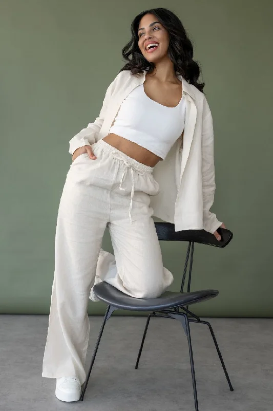 Linen straight leg trousers Trousers Denim Blue