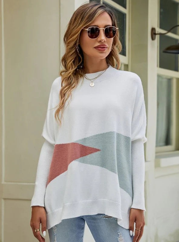 CASUAL LOOSE BAT CUFF PULLOVER SWEATER Besom Neck Pullover