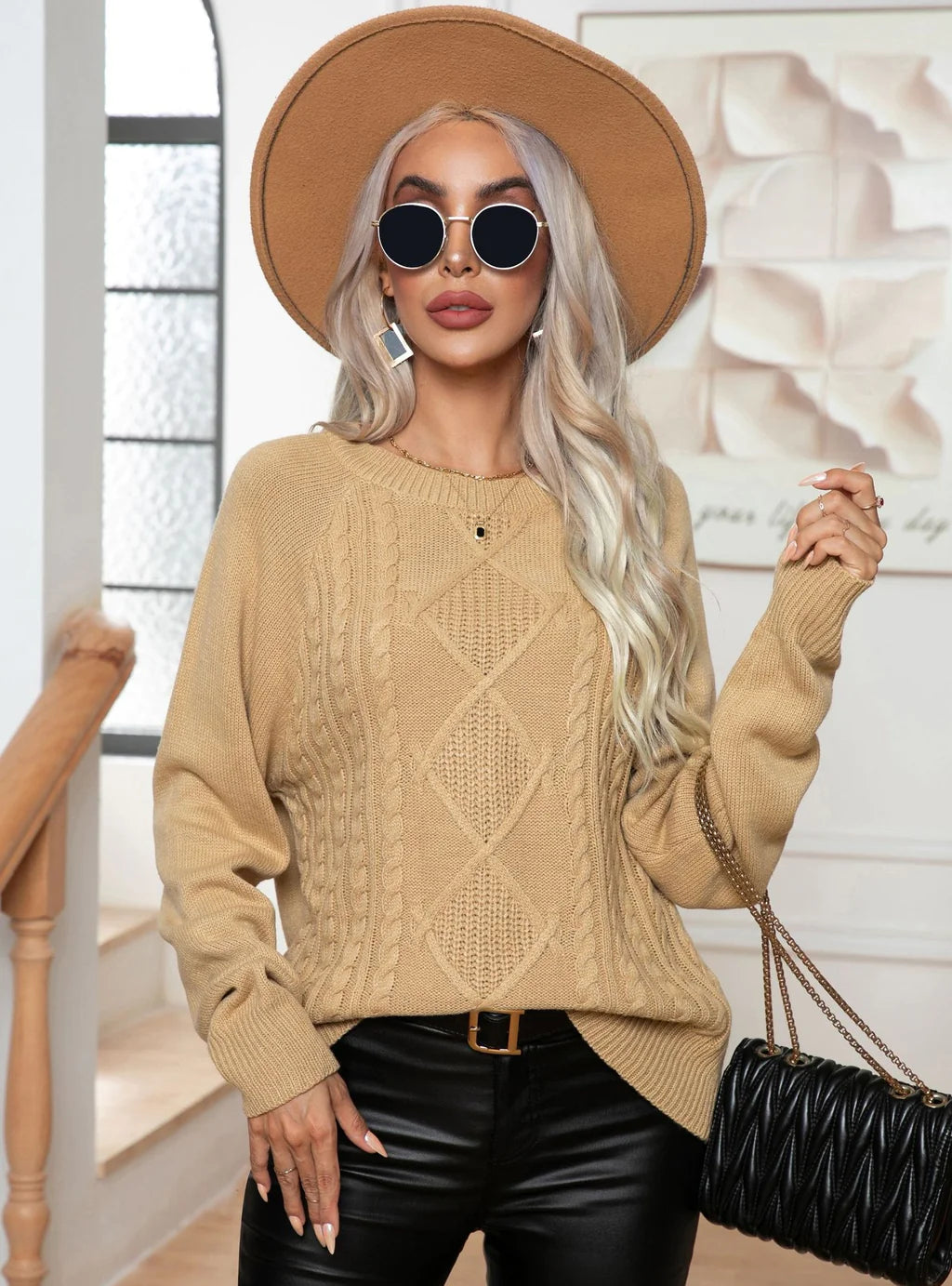 CLASSY TWIST KNITTED PULLOVER SWEATER Short Sleeve Top