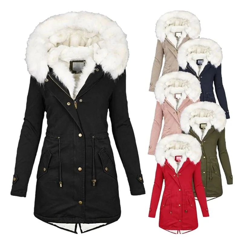 Plus Size Mid-Length Padded Winter Jacket with Hood Faux Fur Jacket Real Fur Jacket Shearling Jacket Plus Size Mid-Length Padded Winter Jacket with Hood Faux Fur Jacket Real Fur Jacket Shearling Jacket