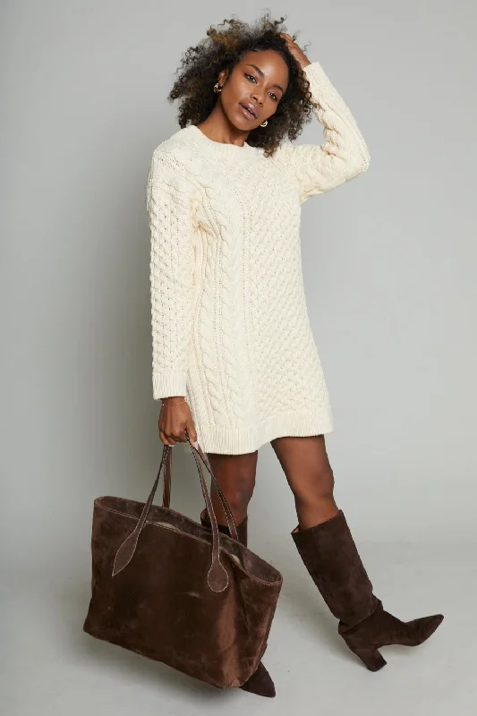 Nadine Cable Knit Oversized Sweater Dress Handmade Hand-knitted Hand-woven