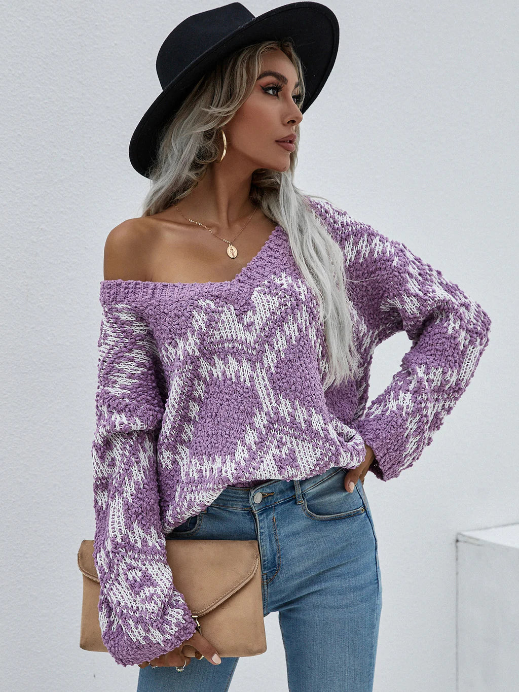 FASHION LOOSE LARGE SIZE KNITTED PULLOVER SWEATER Blouson Sleeve Pullover