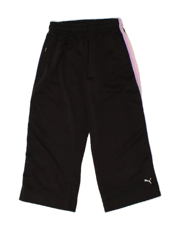 PUMA Womens Capri Tracksuit Trousers UK 10 Small Black Colourblock Trousers Office Stylish