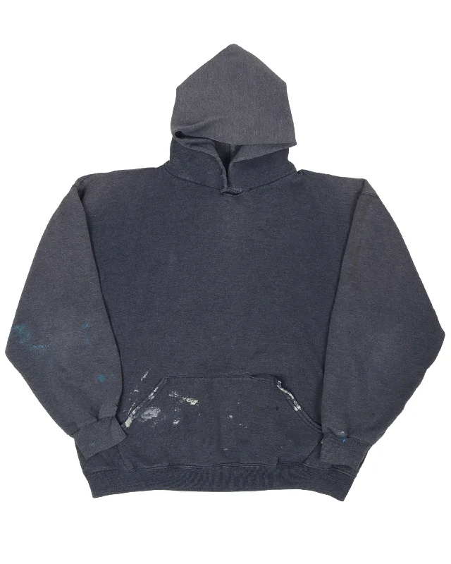 Distressed Collar Hoodie Hoodie with Hem Ribbing Snug Secure