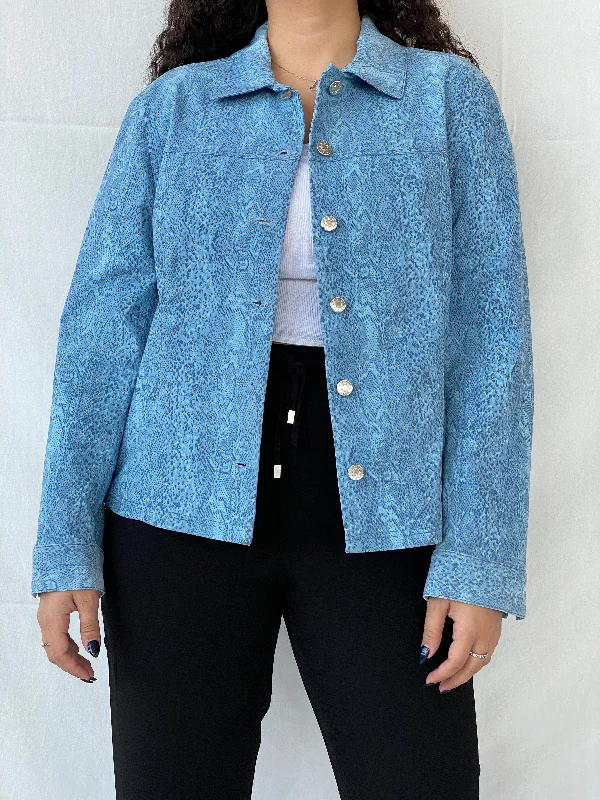 Vintage ColourVille Blue Animal Print Light Women’s Button Jacket - XL Toggled Jacket Drawstring Jacket Belted Jacket Vintage ColourVille Blue Animal Print Light Women’s Button Jacket - XL Toggled Jacket Drawstring Jacket Belted Jacket