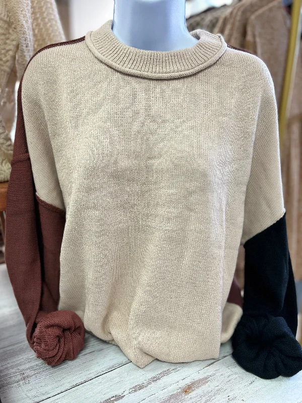 Aubrey Color Block Sweater Oversized Loose Flowy