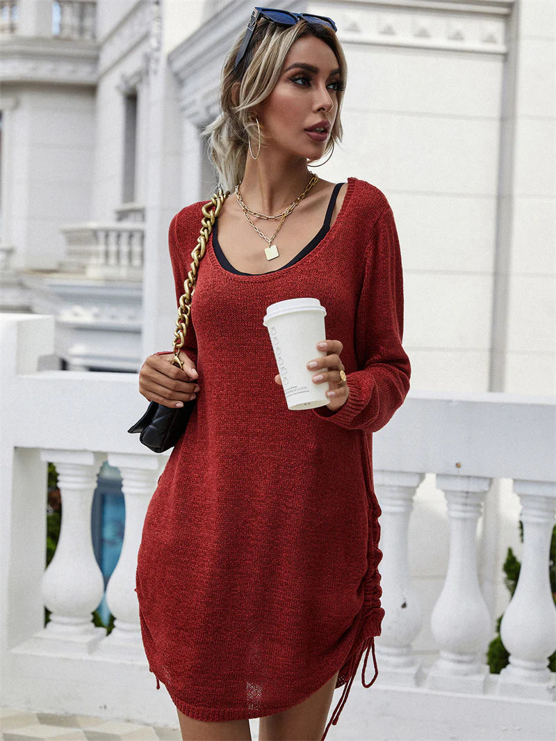 FASHION ROUND NECK SOLID COLOR PULLOVER LOOSE SWEATER Bolero Style Sweater