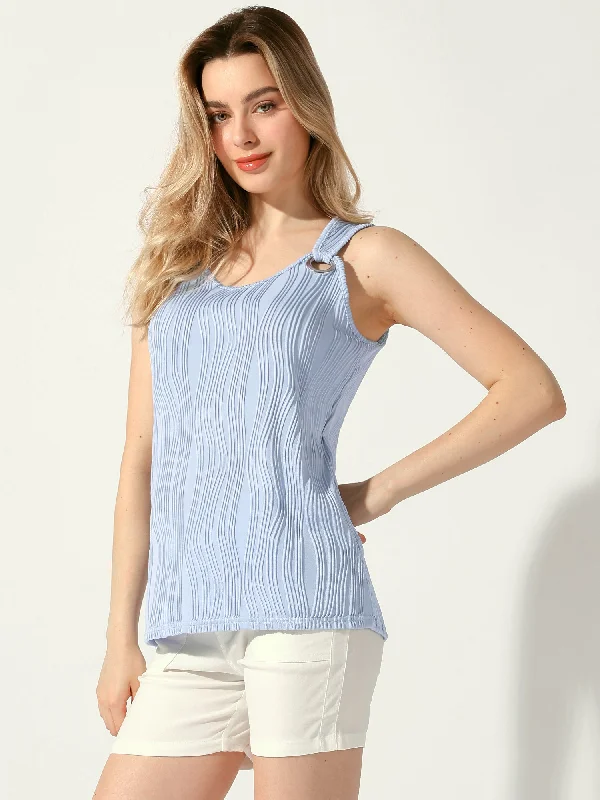 Casual Strap Loose Fit Sleeveless Textured Summer Tank Top modal blend tank