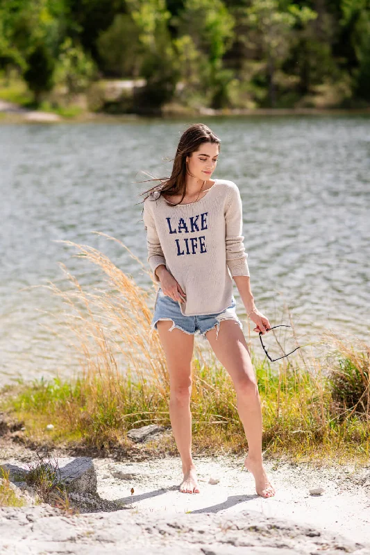 Miracle Lake Life Sweater for Women in Khaki | F139-KHAKIBLUE Lace Blend Ribbed Blend Corduroy Blend