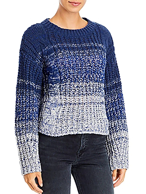 Womens Crewneck Shirt Pullover Sweater Ruffled Neck Pullover