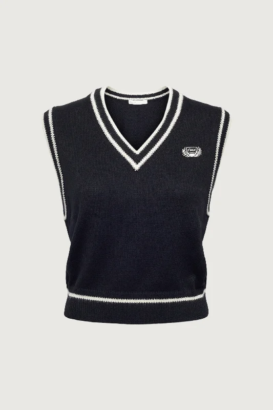 VARSITY SWEATER VEST Fleece Fabric Down Fabric Feather Fabric