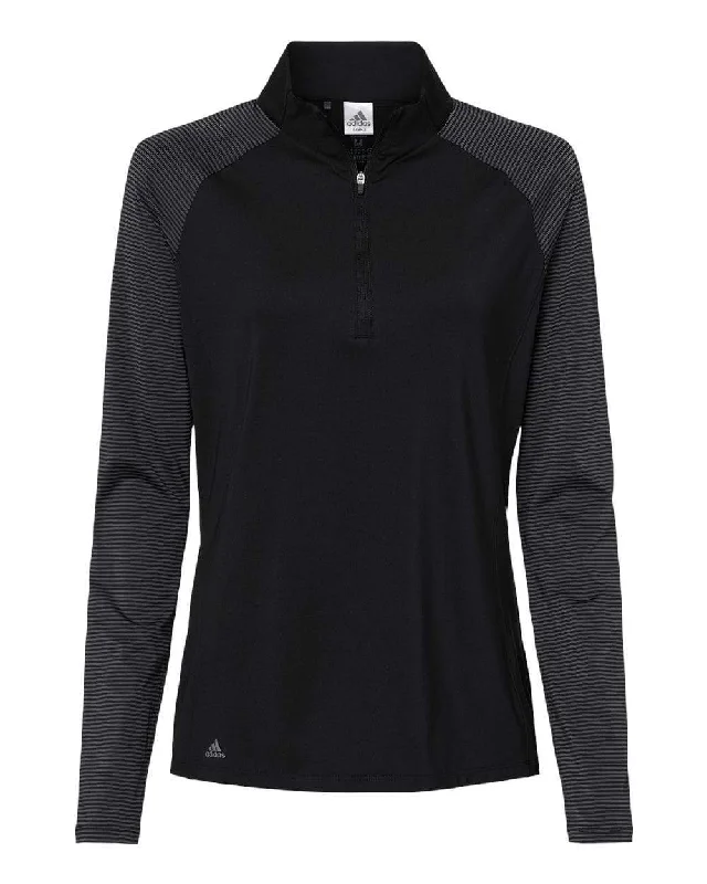 adidas - Women's Stripe Block Quarter-Zip Pullover Soft Wool Sweater