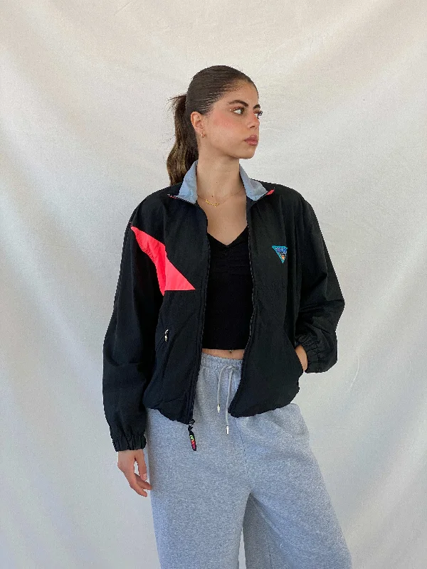 Vintage HIND Black Windbreaker Track Jacket - M Cardigan Sweater Pullover