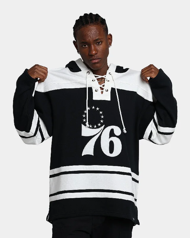 47 Brand Philadelphia 76ers Superior Lacer Hoodie Jet Black Hoodie with Contrast Stitching Detailed Premium