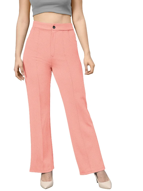 Odette Peach Polyester Trouser For Women Trousers practical easy-care