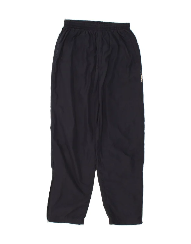 REEBOK Womens Tracksuit Trousers UK 14 Large Navy Blue Polyester Trousers fashionable chic
