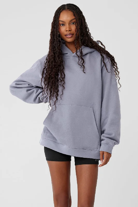 Renown Heavy Weight Hoodie - Fog Hoodie with Ribbed Neckline Snug Warm