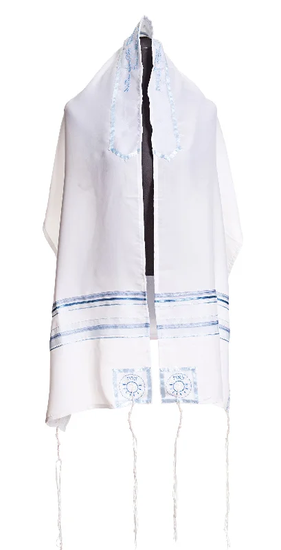 Four Mothers Tallit in Blue, Bat Mitzvah Tallit, Girl's Tallis, Women's Tallit Prayer Shawl Trendy Floral Print Shawl