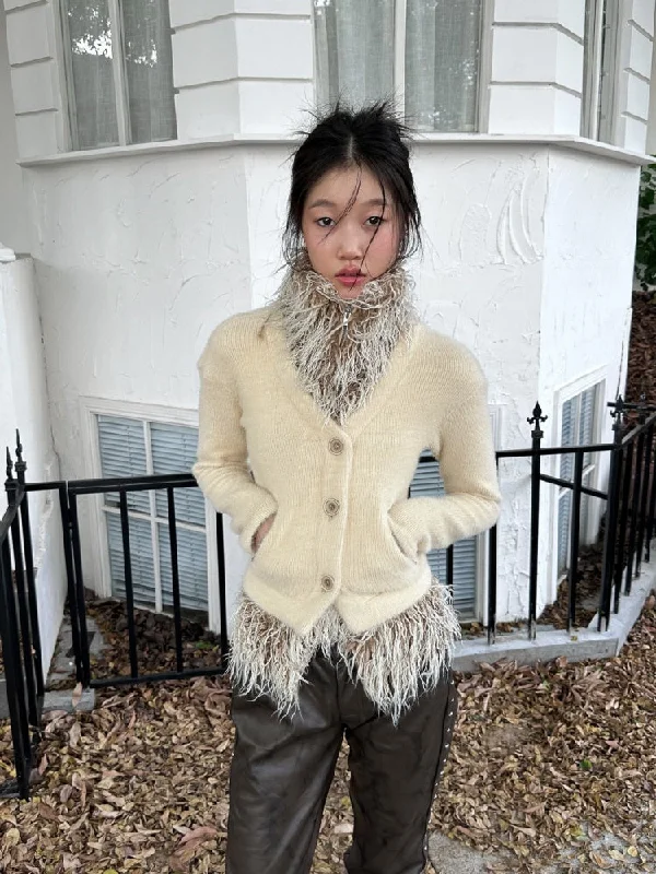 Detachable Fur Collar Knitted Jacket【s0000004159】 Stand-Up Collar Roll-Neck Collar Turtle Neck Detachable Fur Collar Knitted Jacket【s0000004159】 Stand-Up Collar Roll-Neck Collar Turtle Neck