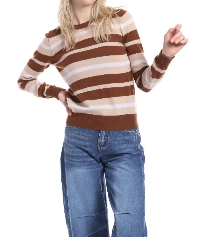 Cashmere Pullover In Syrup Combo Zipper Front Cardigan