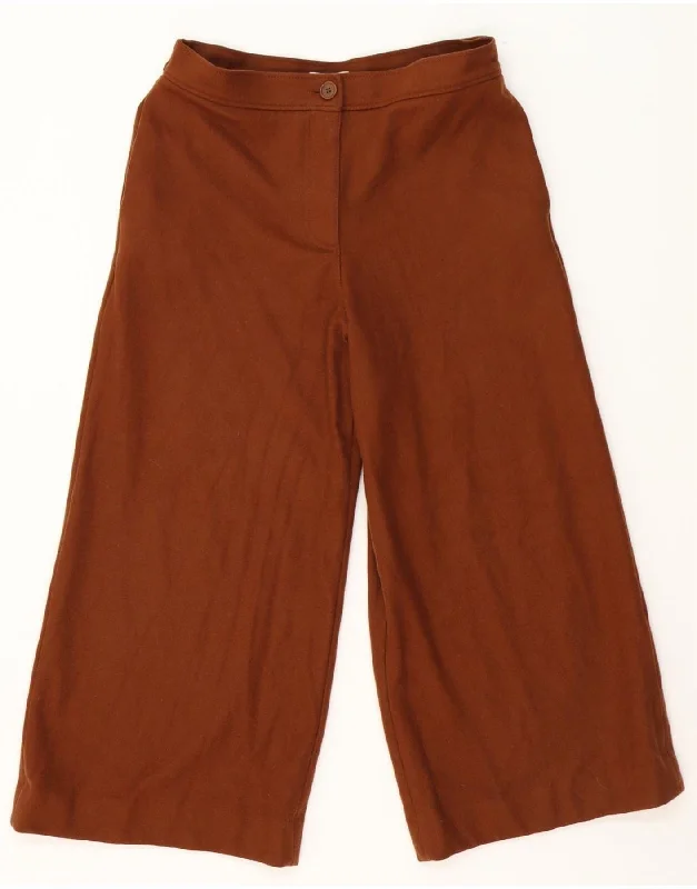 COS Womens Wide Leg Casual Trousers EU 38 Medium W30 L28 Brown Wool Trousers fashionable chic