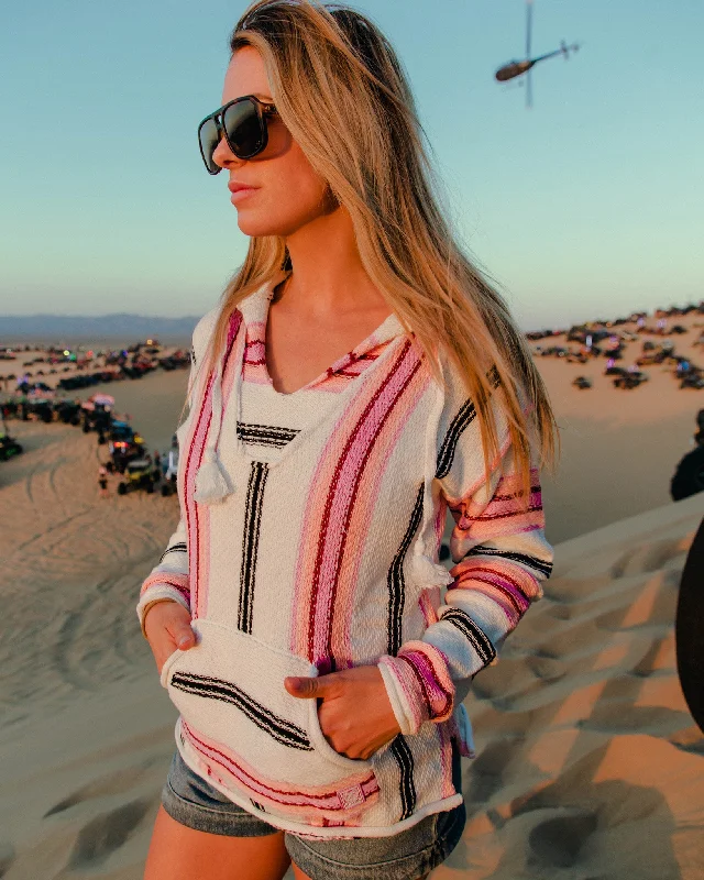 Women's Smuggler Hoodie - Cream & Blush Hoodie with Tie-Dye Psychedelic Retro