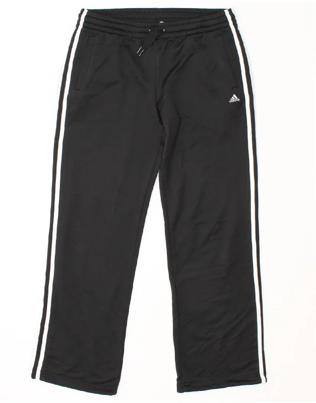 ADIDAS Womens Climalite Tracksuit Trousers UK 12/14 Medium Black Polyester Trousers Culottes Wide Leg