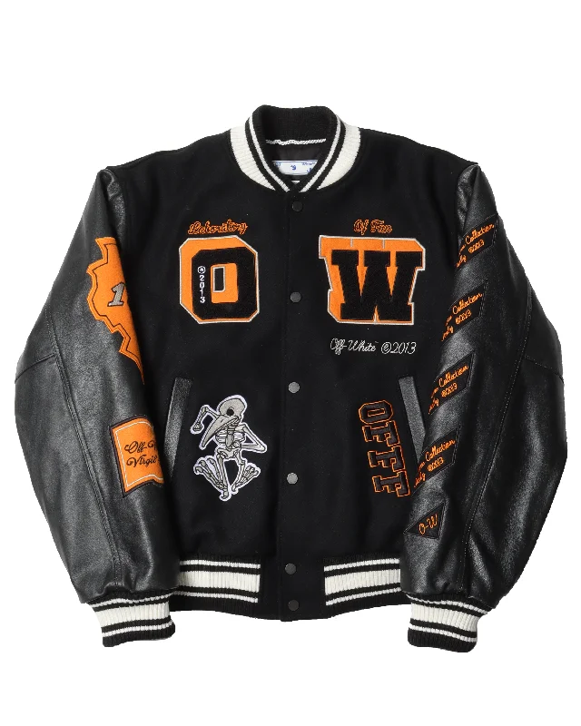 "Laboratory Of Fun" Leather Varsity Jacket Fleece Jacket Down Jacket Parka
