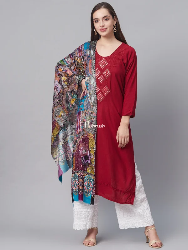 Pashtush Women'S Soft Bamboo Scarf, Casual Shawls, Stoles, Wraps (Soft Bamboo) - Darbar Cozy Woolen Shawl Scarf