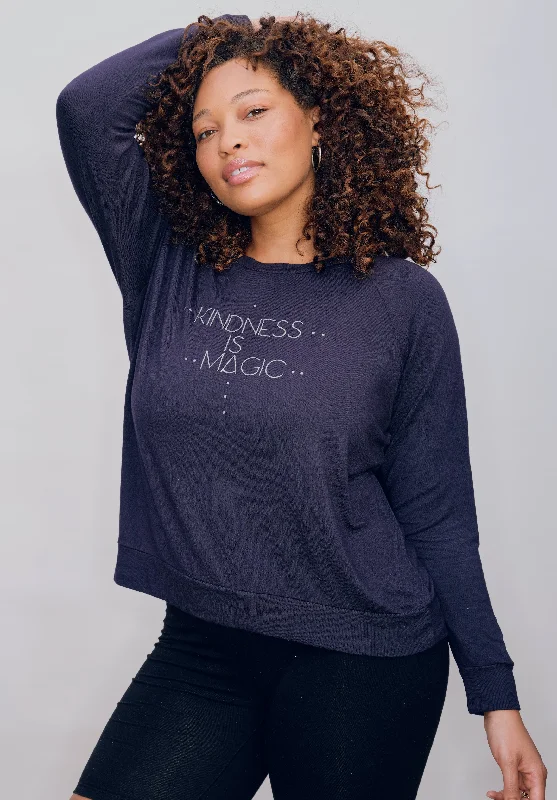 KINDNESS IS MAGIC RAGLAN PULLOVER - NAVY BLACK Wrist Length Sleeve