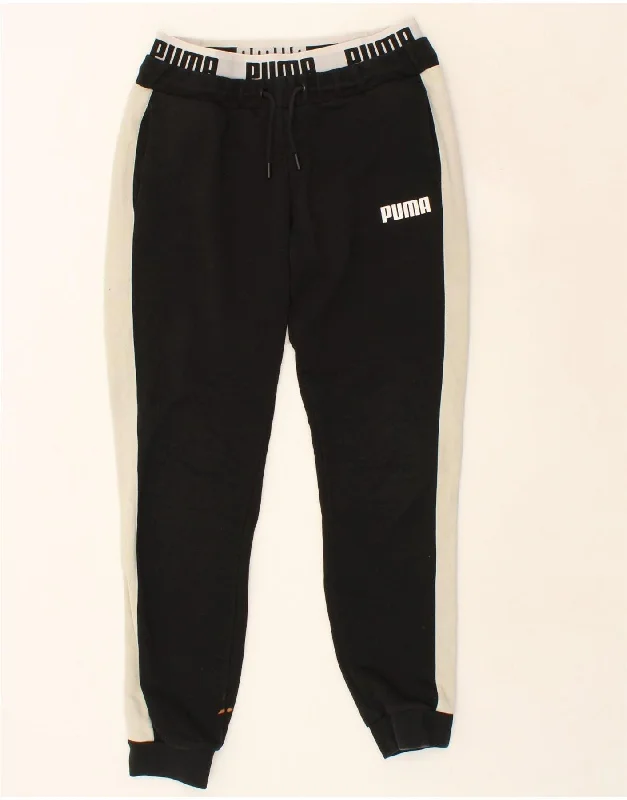 PUMA Womens Graphic Tracksuit Trousers Joggers UK 14 Medium Black Trousers Timeless Classic