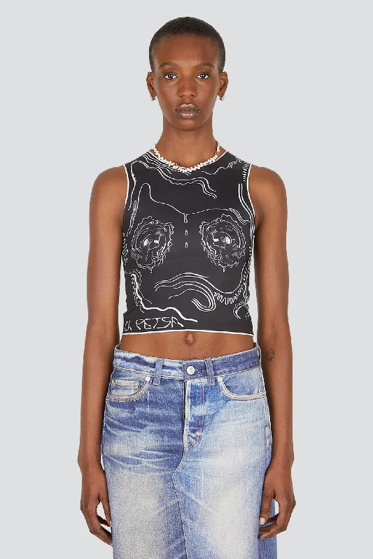 Black Venus Shell Lycra Tank Top crew neck tank