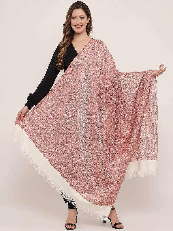 Pashtush Women's Jamawar Reversible Shawl, Ivory Chic Embroidered Shawl Wrap