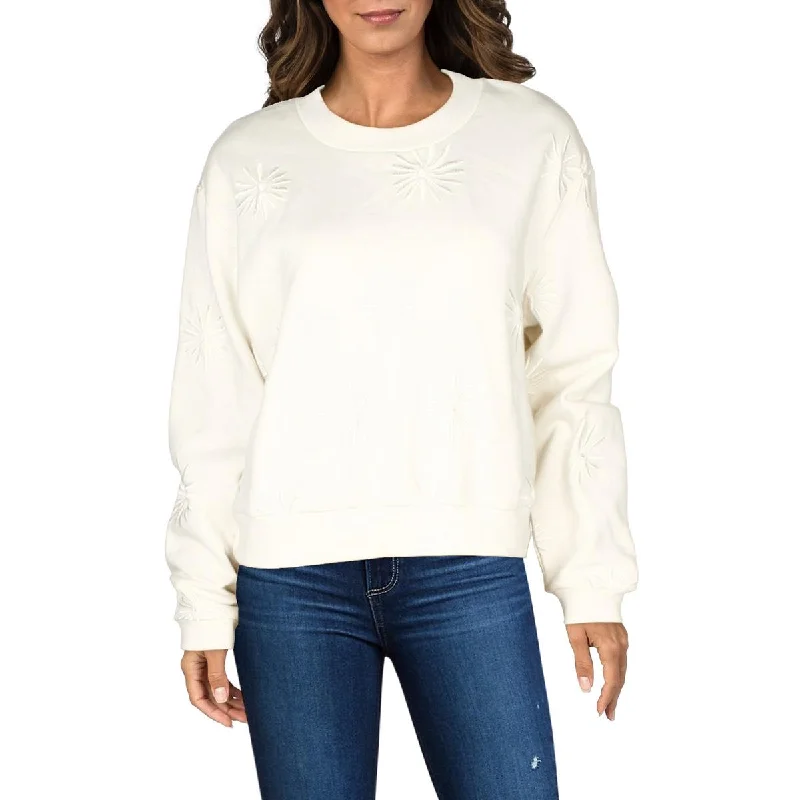 Womens Crewneck Embroidered Pullover Sweater Oversized Cozy Pullover