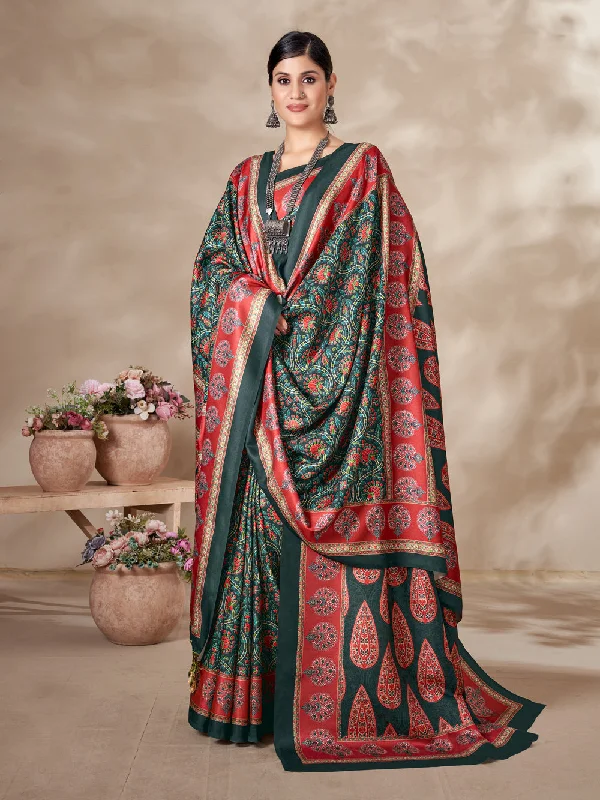 Women's Multicolor Digital Printed Pasmina Saree With Shawl - Jyoti Fashion Elegant Velvet Shawl Cape