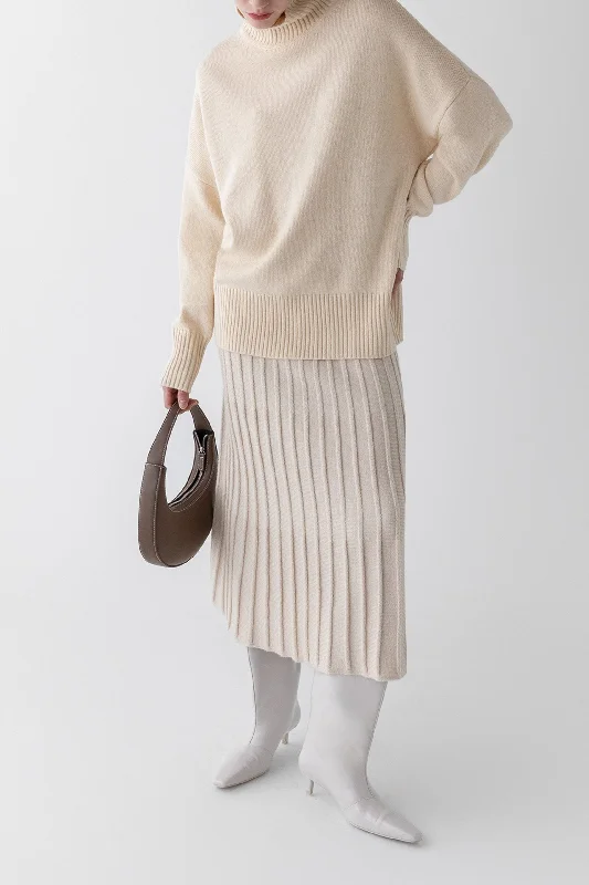 MIDI KNIT SWEATER SKIRT Lace Blend Ribbed Blend Corduroy Blend