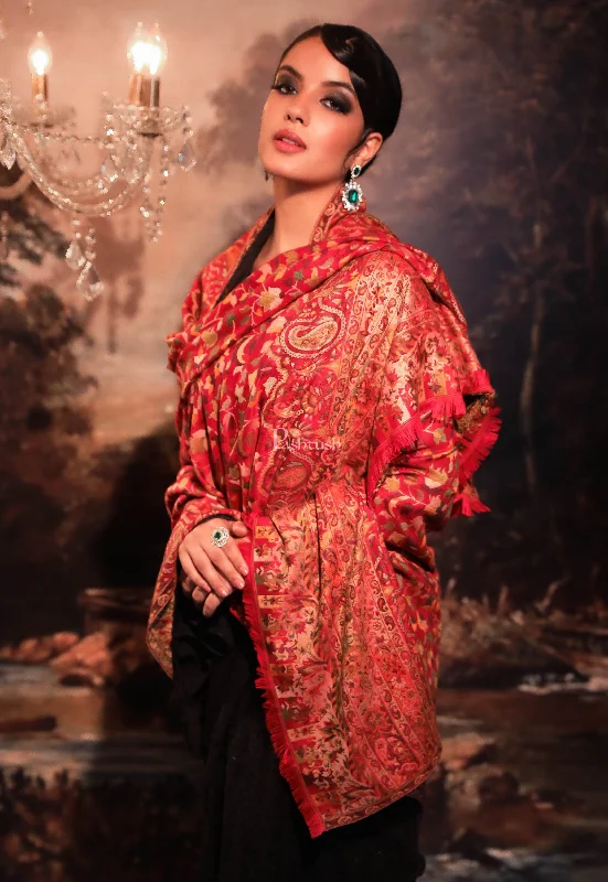 Pashtush women faux pashmina shawl, ethnic weave design Warm Wool Shawl Cape