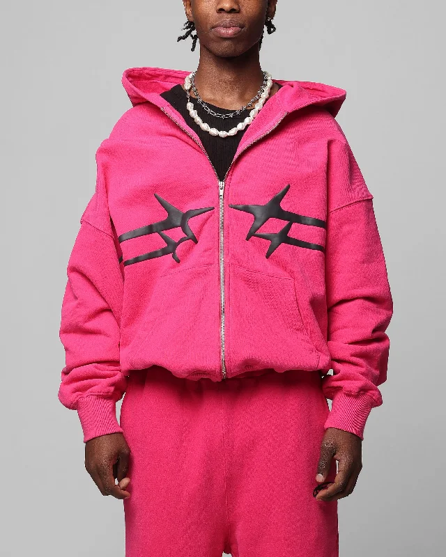 Loiter Celestial Full Zip Hoodie Pink Hoodie with Zipper Placket Modern Functional