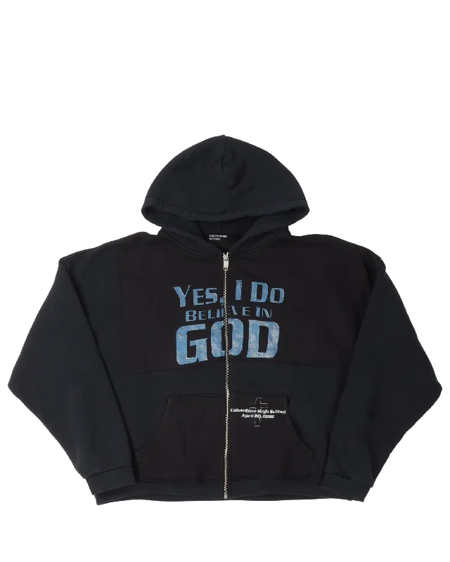 I Believe In God Assemblage Zip Hoodie Hoodie with Monochrome Minimalist Simple