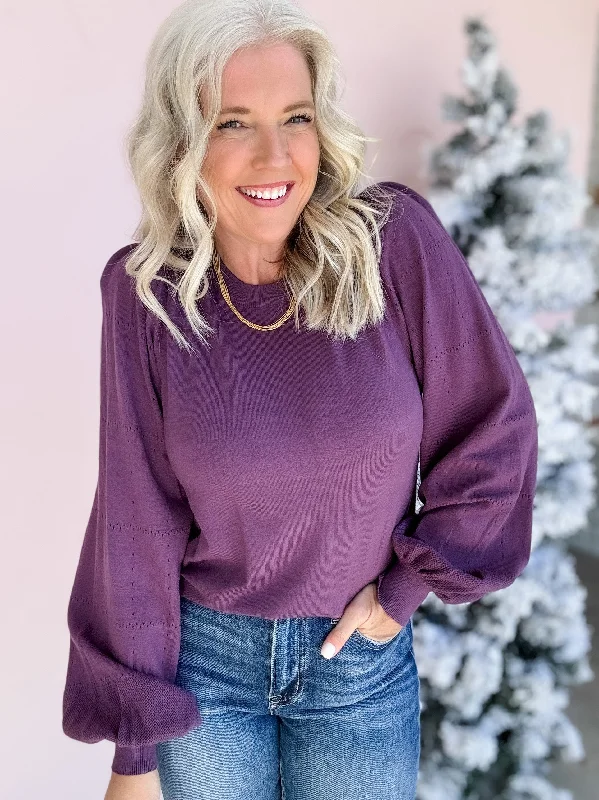 English Violet Sweater Beaded Sweater Sequined Faux Fur