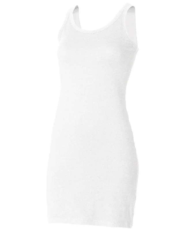 White - Extra long stretch tank rhinestone tank top
