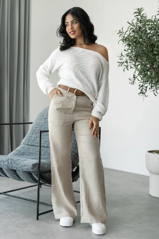 Linen formal straight leg trousers Trousers Velvet Soft