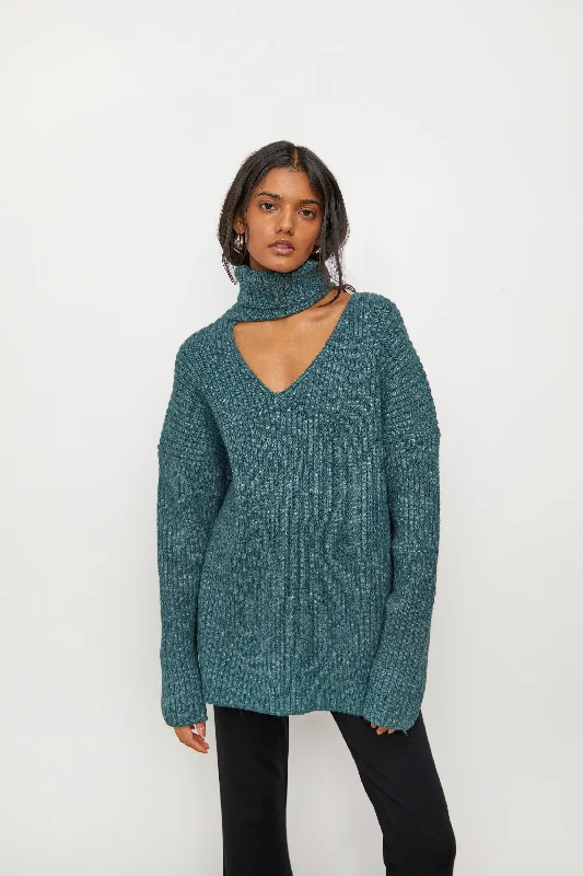 OVERSIZED TURTLENECK SWEATER Glossy Satin Silk