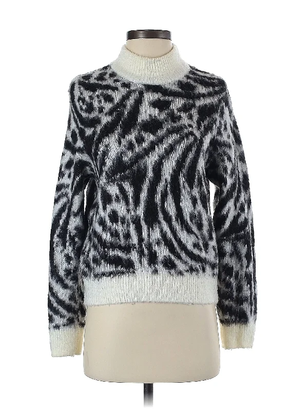 Turtleneck Sweater Chenille Brocade Lace