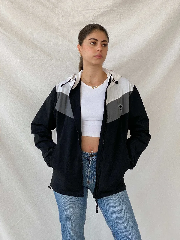 Vintage Y2K Adidas Black & White Windbreaker Jacket - S Insulated Jacket Fitted Jacket Loose Jacket Vintage Y2K Adidas Black & White Windbreaker Jacket - S Insulated Jacket Fitted Jacket Loose Jacket