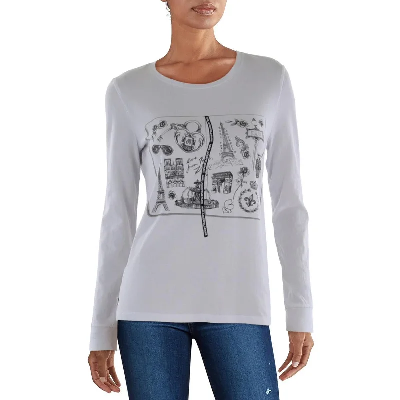 Womens Graphic Tee Pullover Top Crew Neck Wool