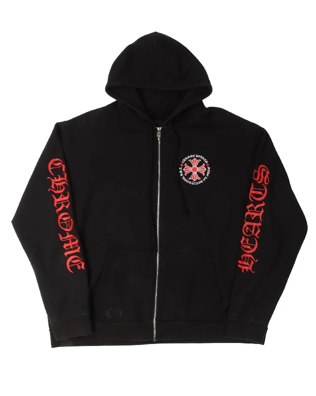 Plus Cross Logo Zip Up Hoodie Hoodie with Typography Text Message