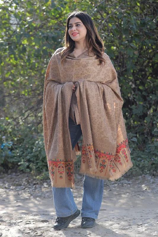 Warmth Brown COLOUR KANI SHAWL WORK DEFINES ROYAL AND LUXURIOUS EXTREMELY COMFORTABLE FOR ALL EVENTS Cozy Woolen Shawl Scarf