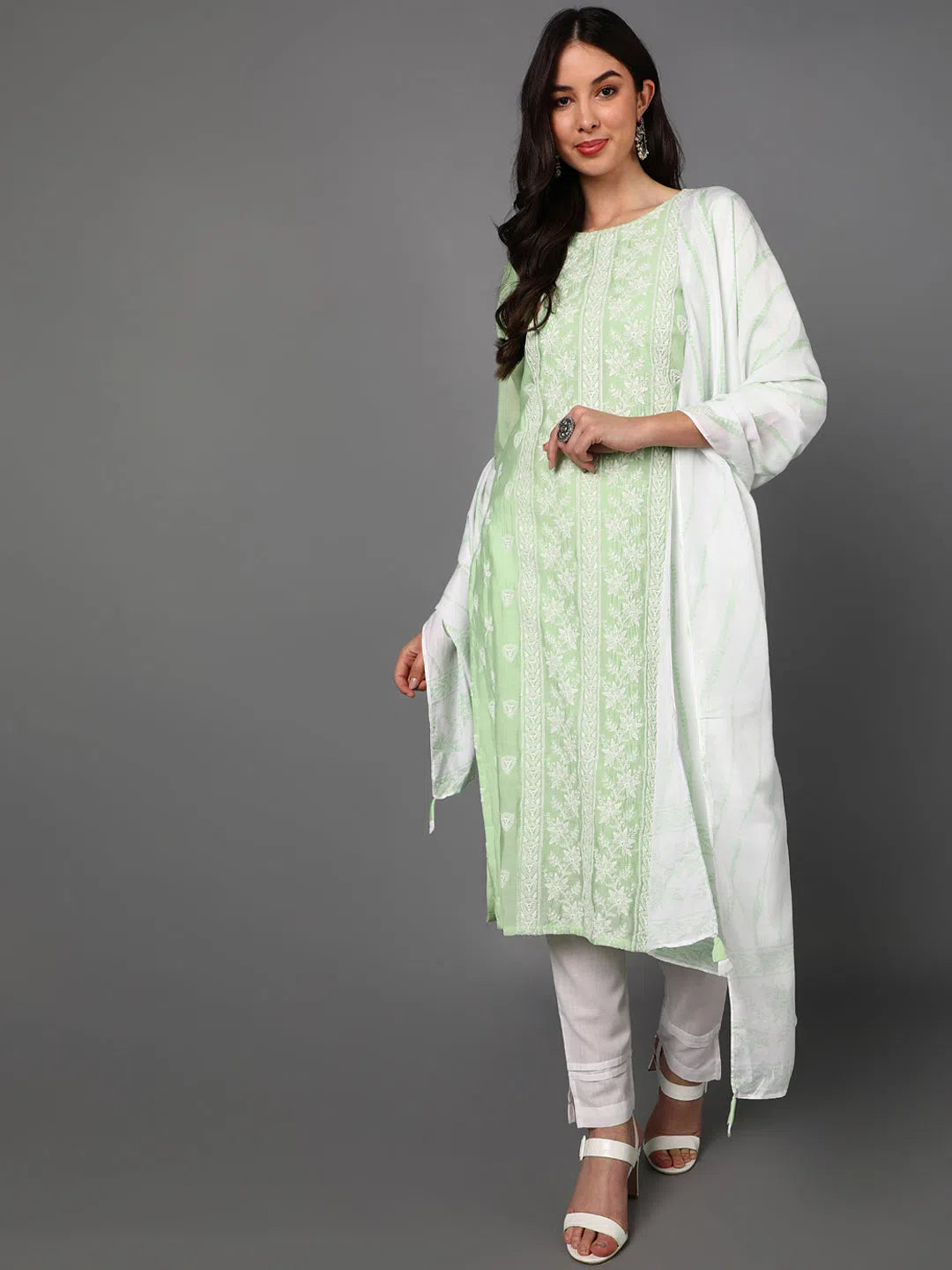 Ahika Poly Silk Embroidered Kurta Trousers With-PKSKD1359A_XS Trousers Tapered Slim Fit